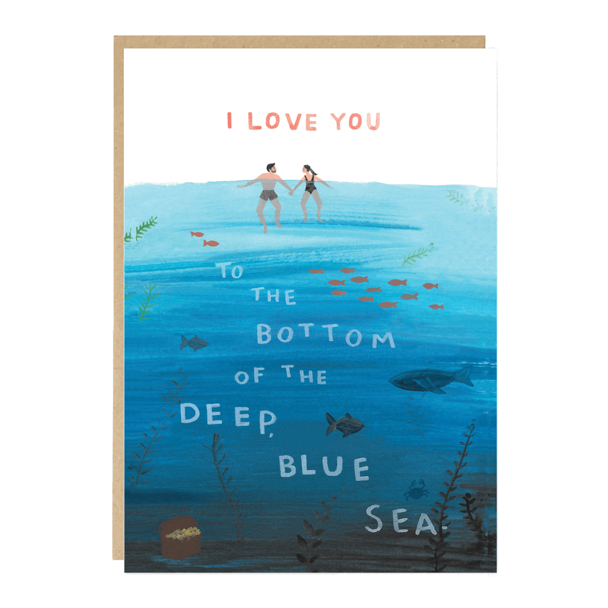 I Love You Deep Blue Sea Swimmers - Love Card by Jade Fisher