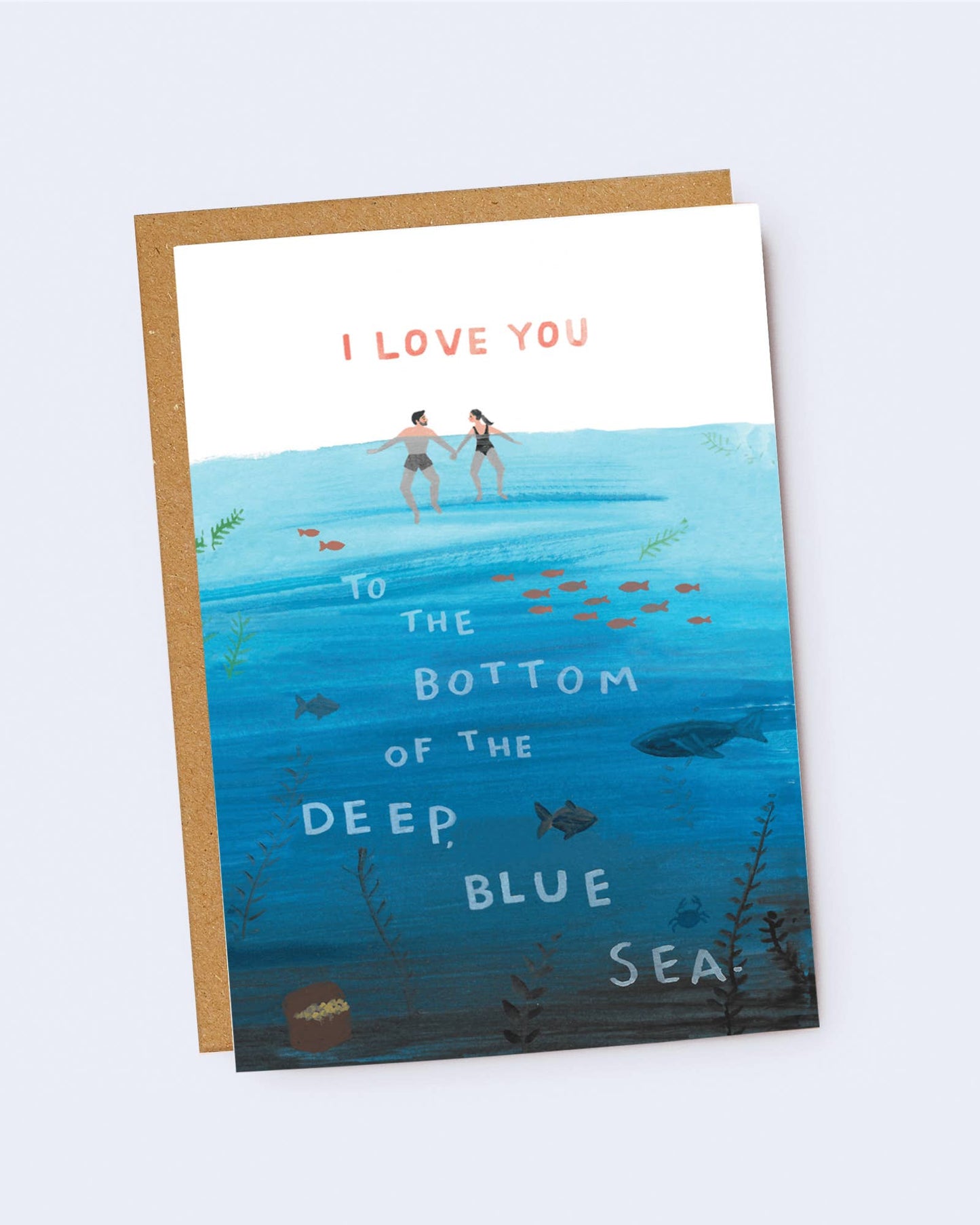 I Love You Deep Blue Sea Swimmers - Love Card by Jade Fisher