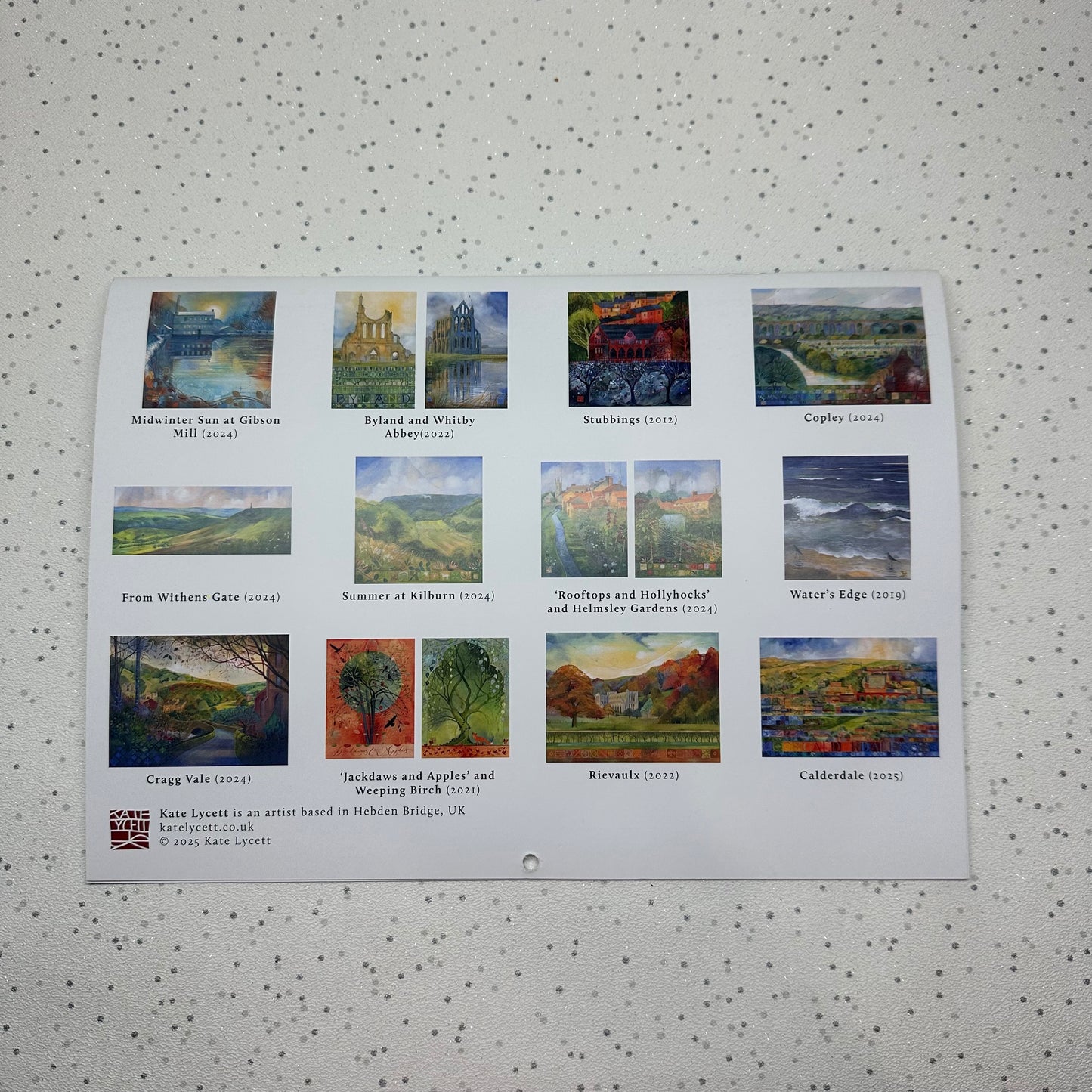 Back of the 2026 Calendar by Kate Lycett for Heart Gallery