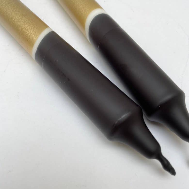 The Singing Rabbit - Black & Gold Dip Dyed Dinner Candles