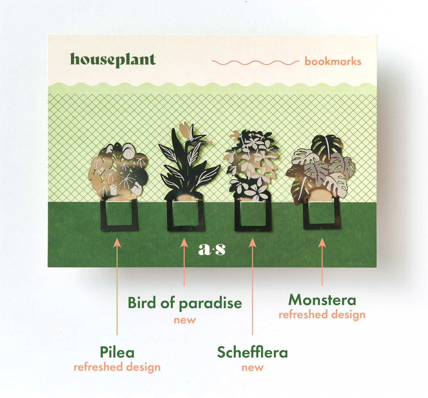 Another Studio Bookmark set - Houseplant page marker metal, botanical gift