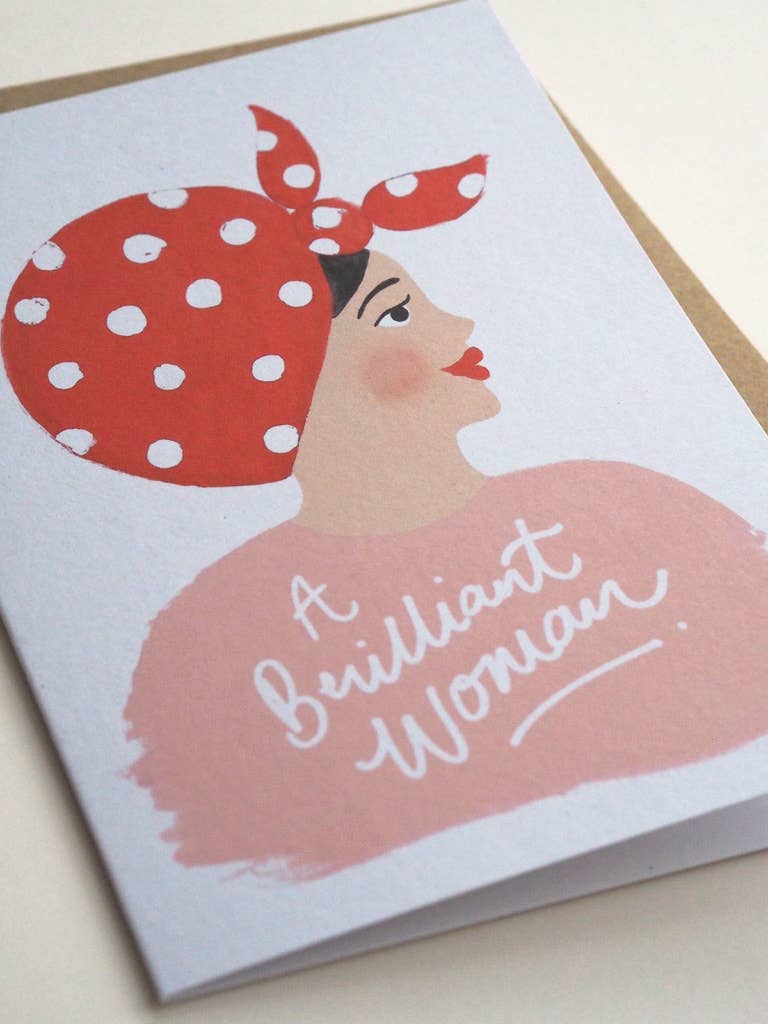 A Brilliant Woman Retro Illustrated Woman Card by Jade Fisher
