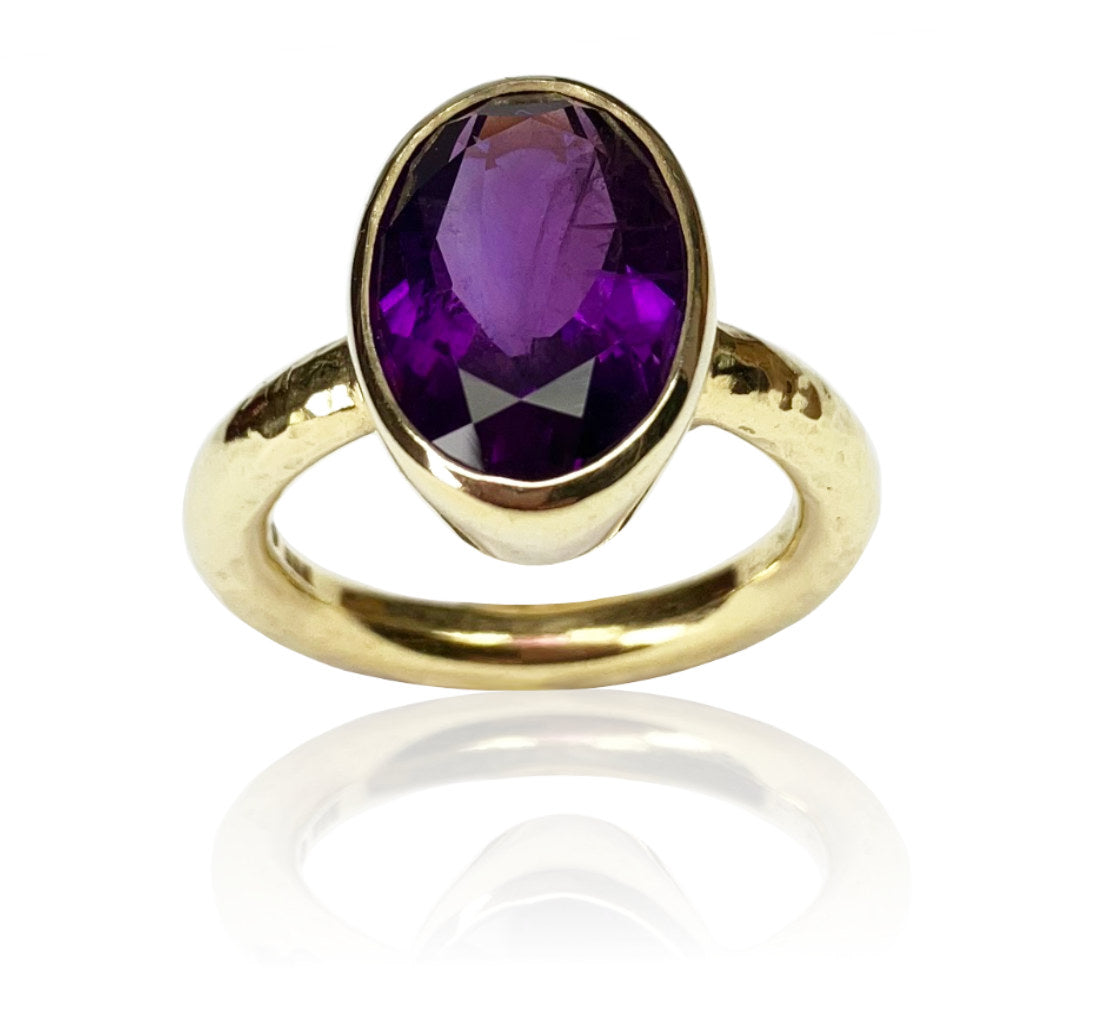 Amanda Cox 18ct gold vermeil amethyst ring from above