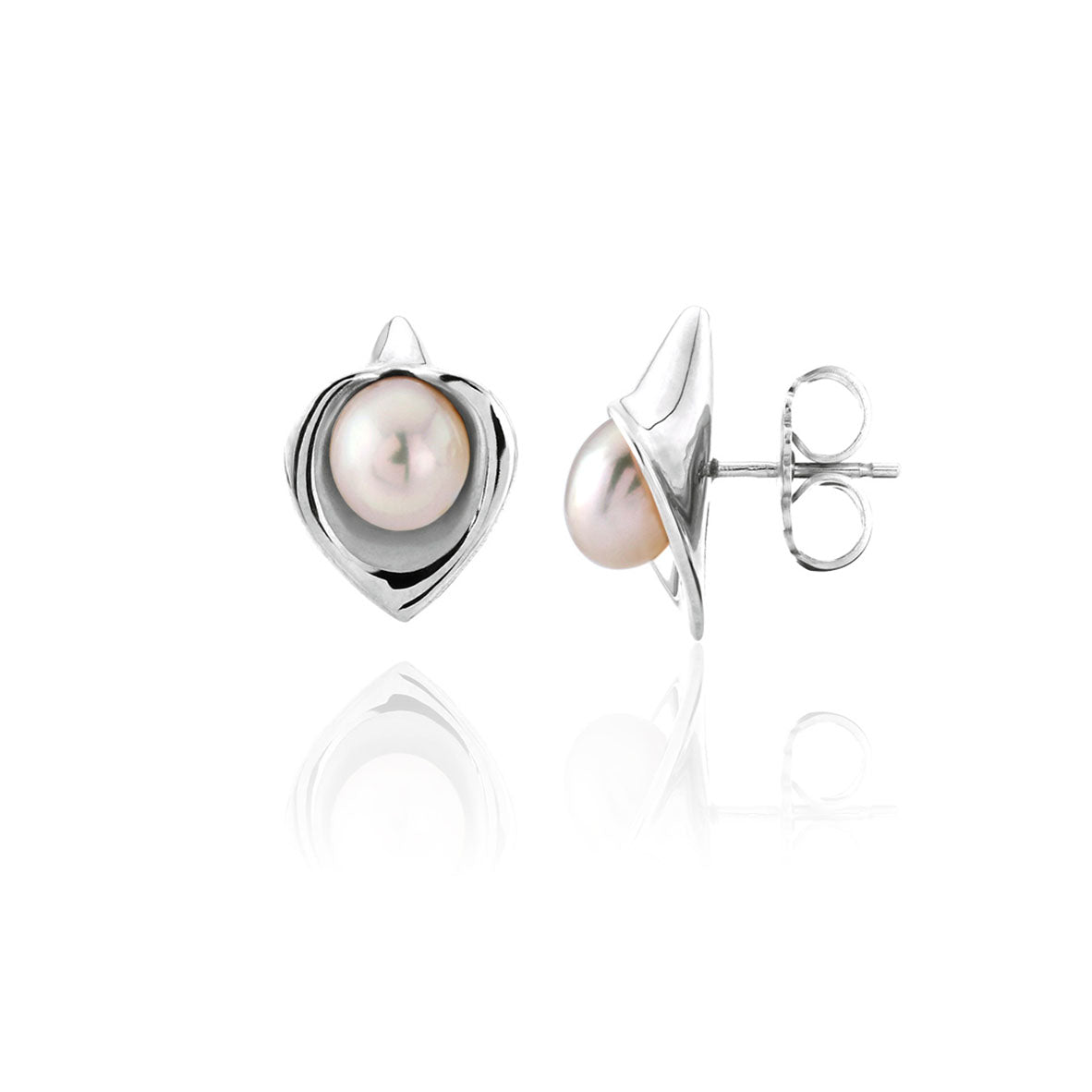 Amanda Cox - Silver and Freshwater Pearl studs - Small Wedding Bridal Jewellery - cultured freshwater pearls