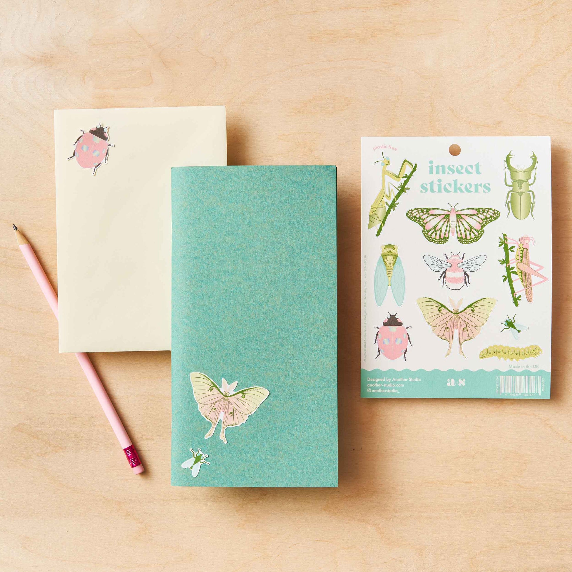 Another Studio insect stickers styled for Heart Gallery with a ladybird, butterfly and a pencil