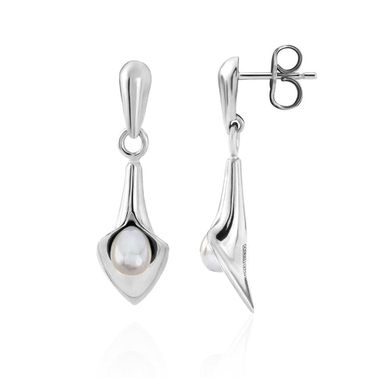 Amanda Cox - Silver and Cultured Freshwater Pearl earrings - bridal jewellery - cultured freshwater pearls