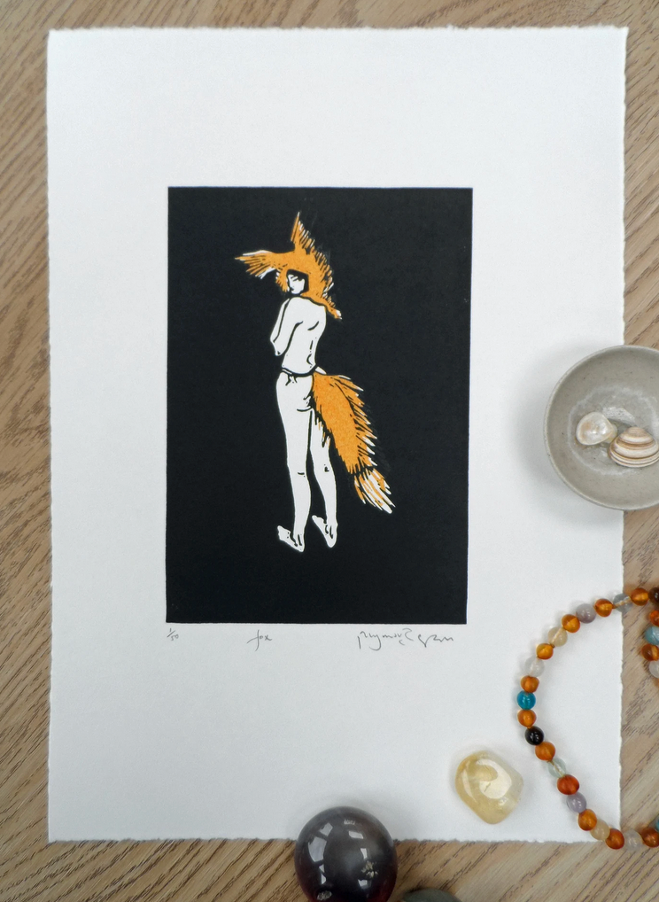 Polly Marix-Evans - Fox - Original Linocut