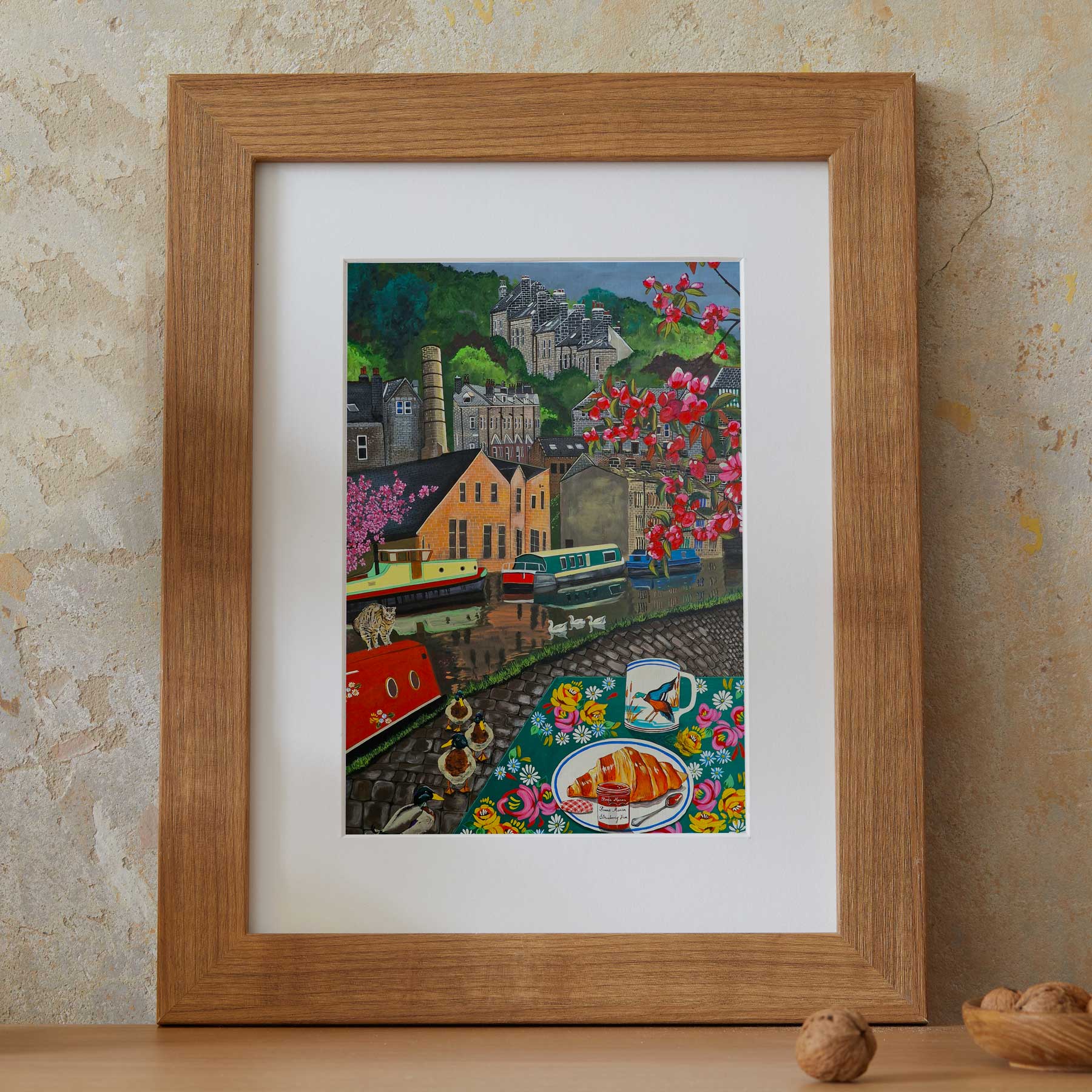 Framed Breakfast on the Canal A4 print by Donna Flowers Dorning for Heart Gallery