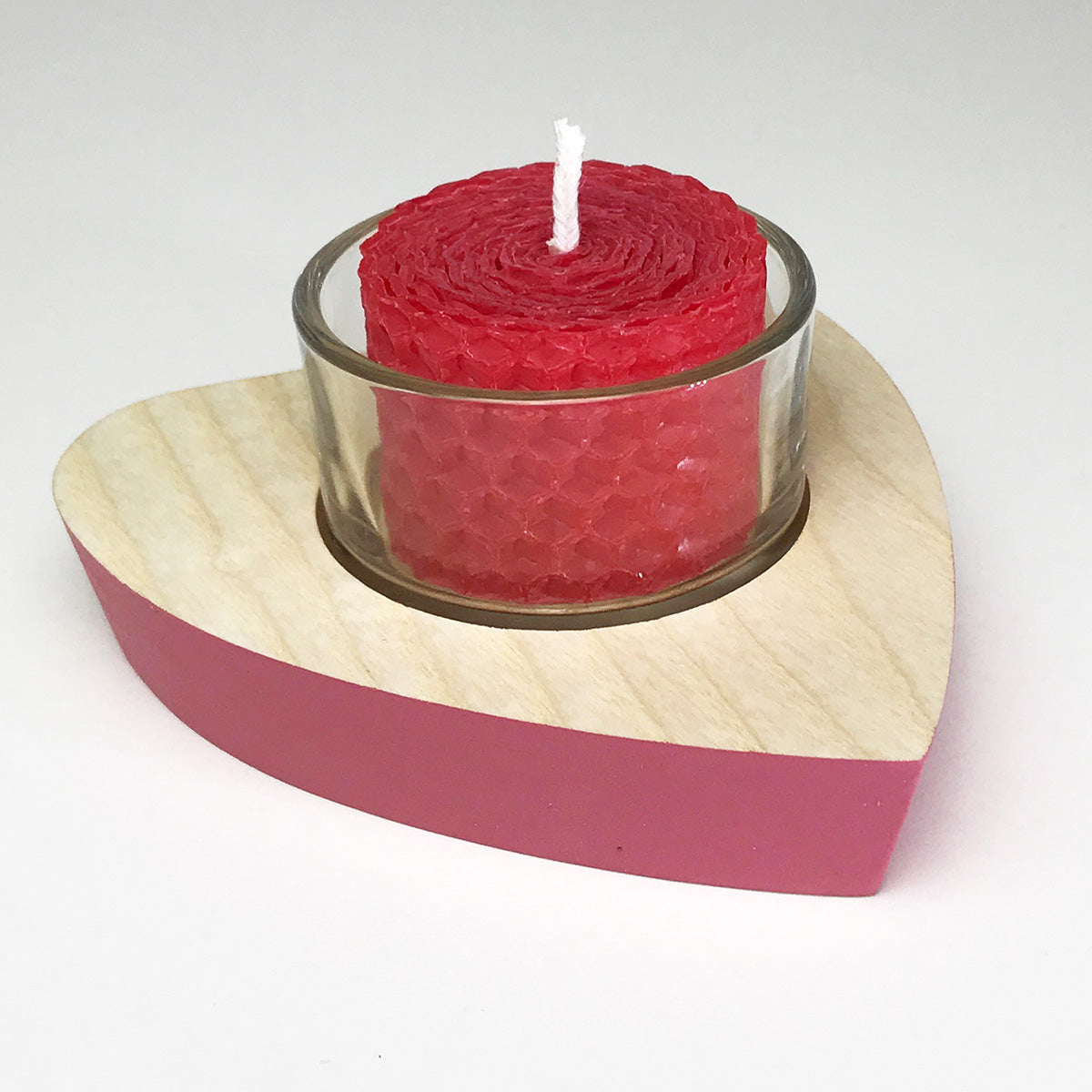 Humblewood beeswax candle and holder
