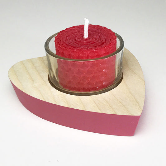 Humblewood - Wooden Heart Beeswax Candle Holder