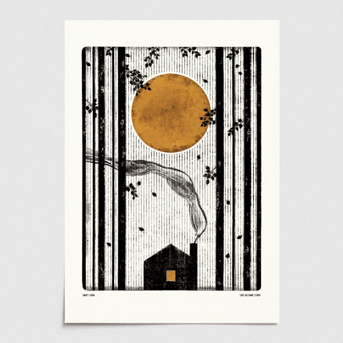 Luke Holcombe - Wilderness Collection - Smoky Cabin artwork A4 print