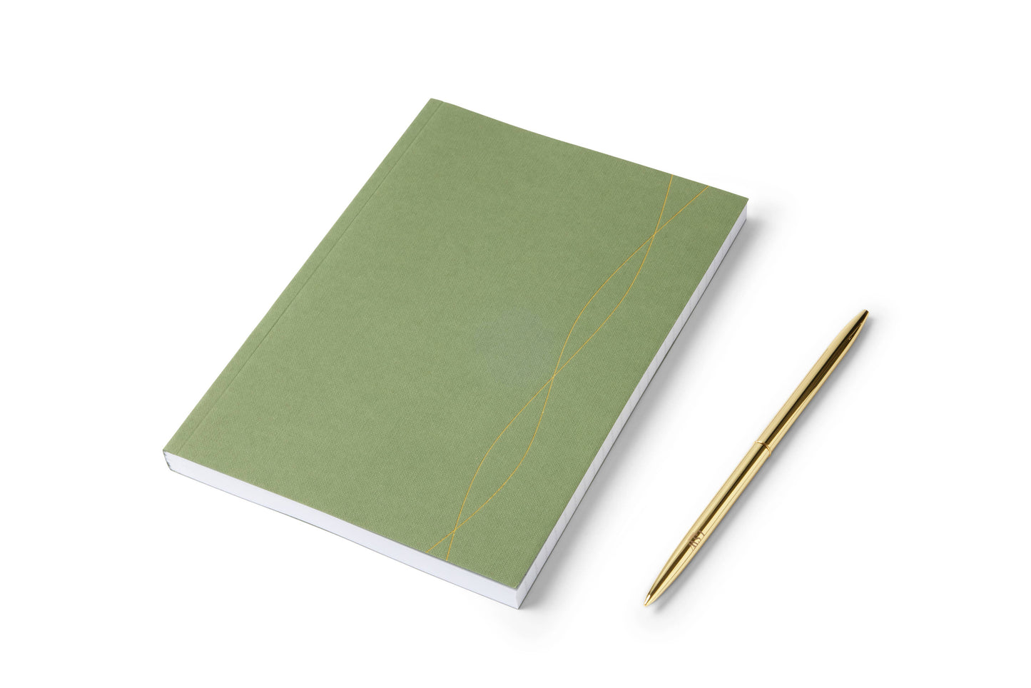 LSW green journal with gold detail and gold pen