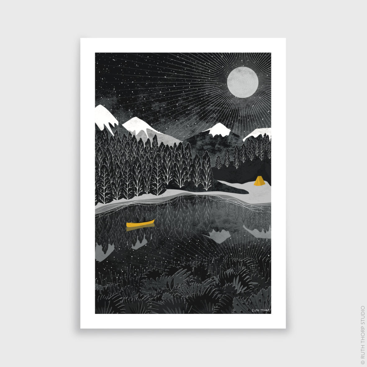 Ruth Thorp - Night Paddle - A4 print artwork. This illustrated art print forms part of Ruth’s Journey collection of 6 A4 prints.