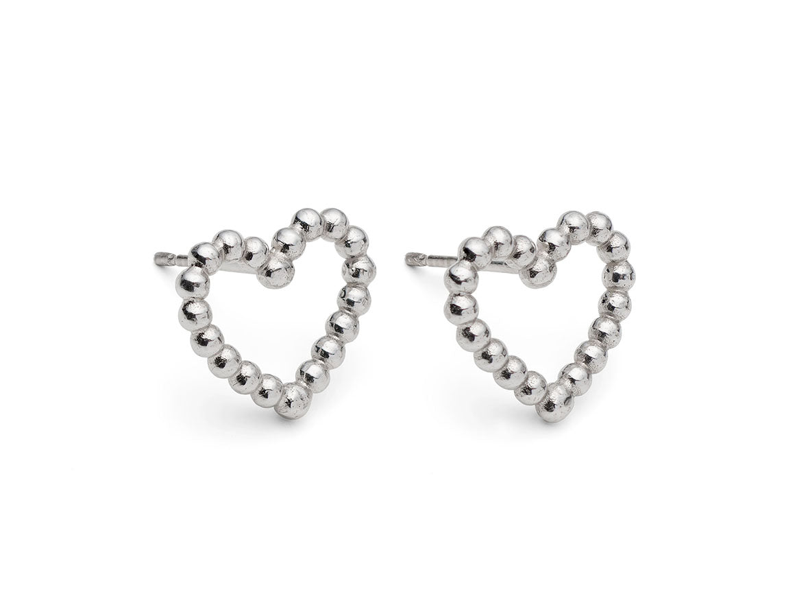 Rebecca Lewis - Silver granule heart studs - bridal jewellery - bridesmaids