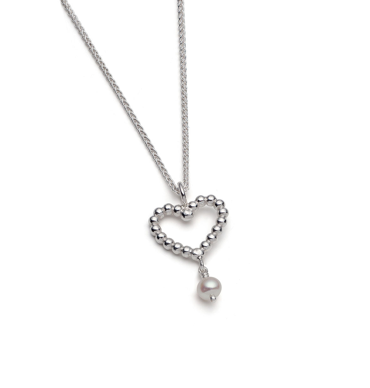 Rebecca Lewis - Silver granule heart pendant with pearl bead - bridal jewellery - bridesmaids