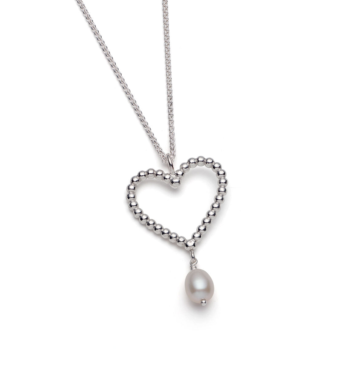 Rebecca Lewis - Silver granule heart pendant with pearl bead - bridal jewellery - bridesmaids