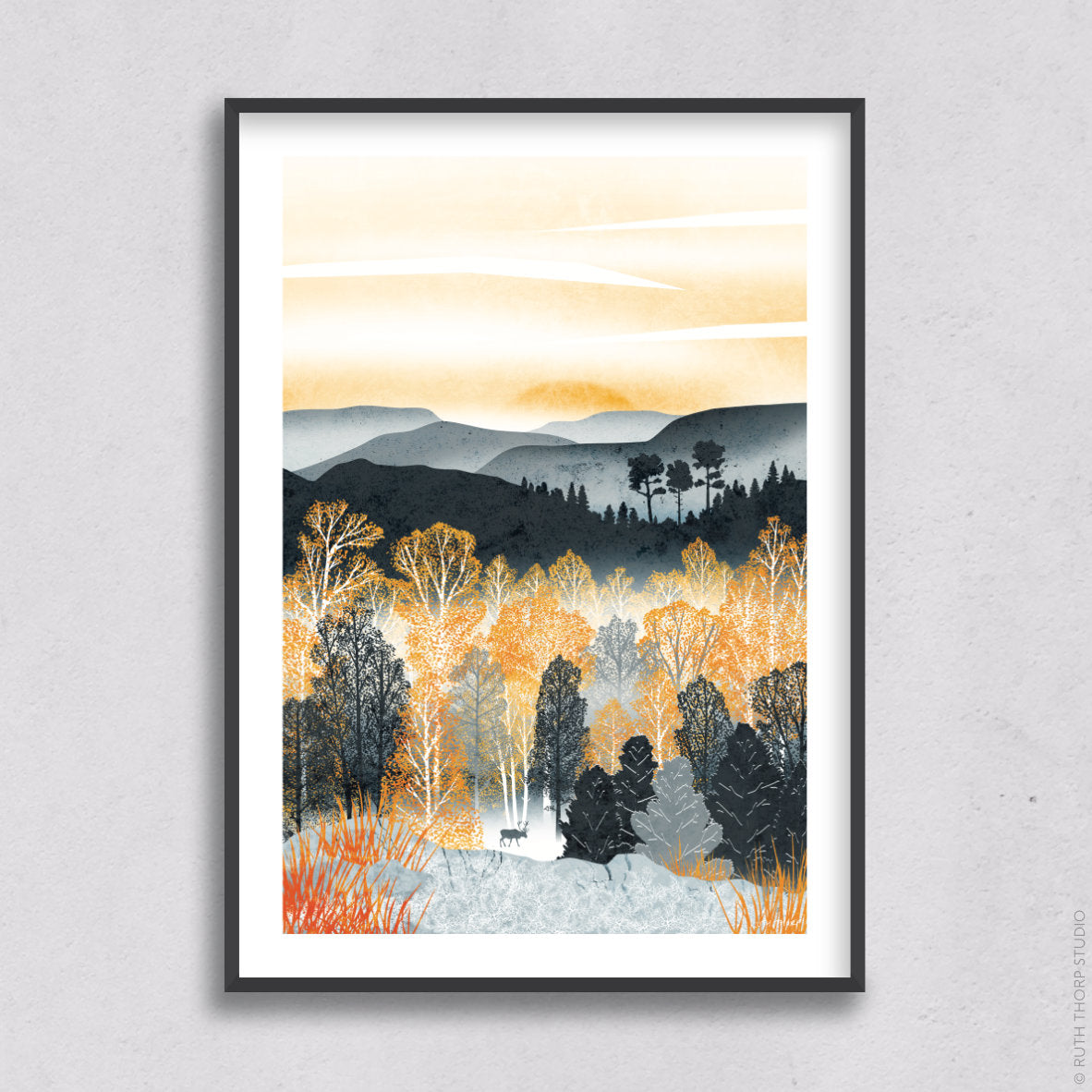 Ruth Thorp - Golden Forest - A4 print artwork. This illustrated art print forms part of Ruth’s Golden Forest collection of 6 A4 prints