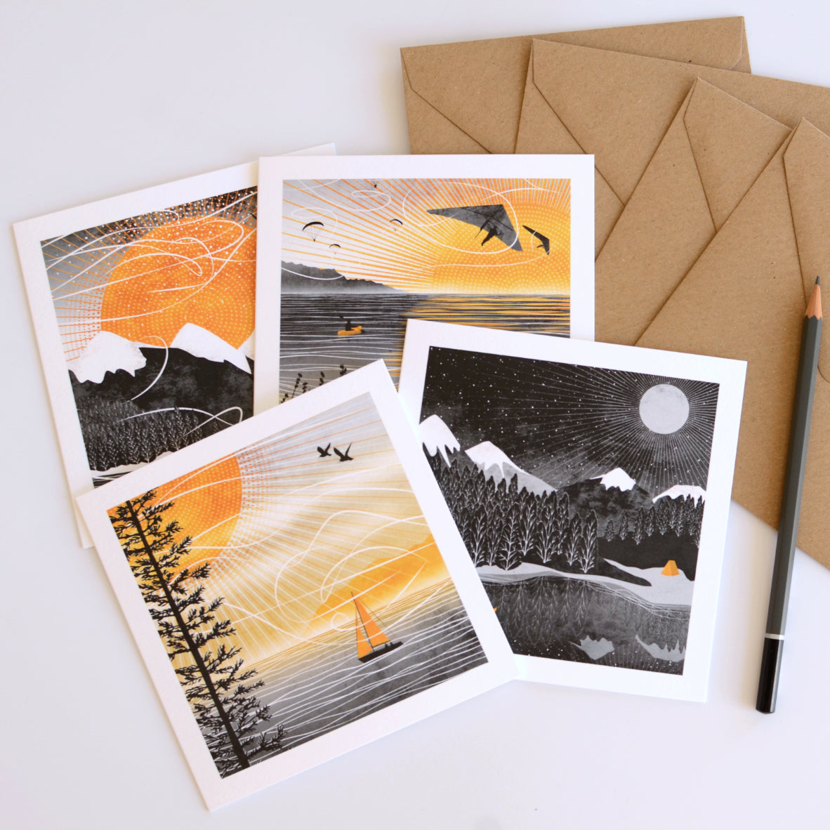 Ruth Thorp Journey pack of 4 cards - gift - greetings cards