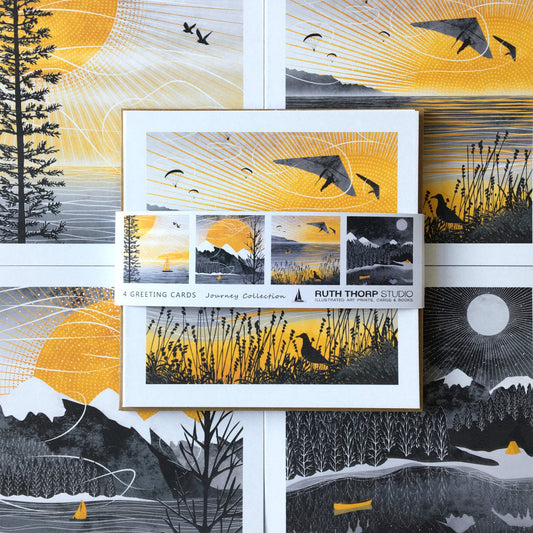 Ruth Thorp Journey pack of 4 cards - gift - greetings cards