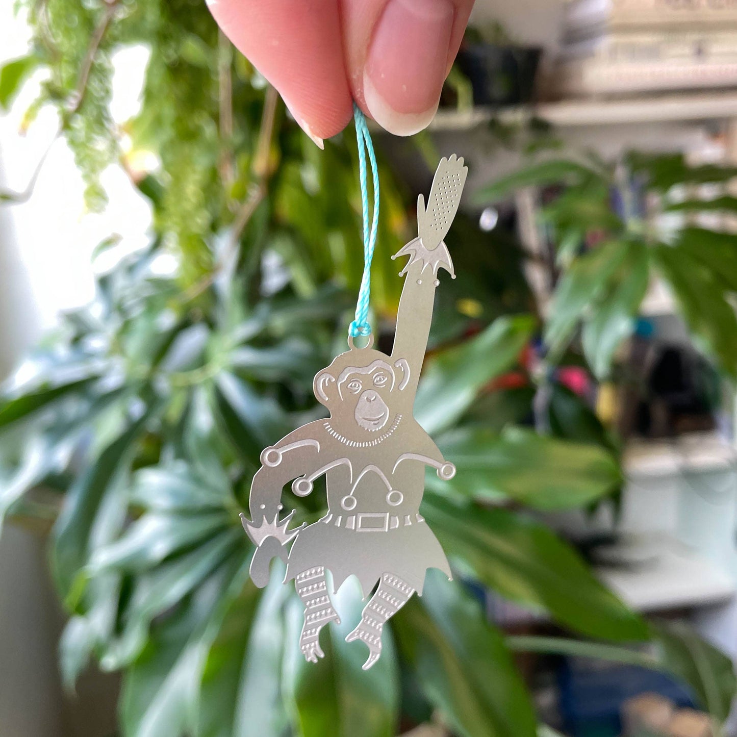 Another Studio - Chimpanzee Christmas holiday hanging ornament