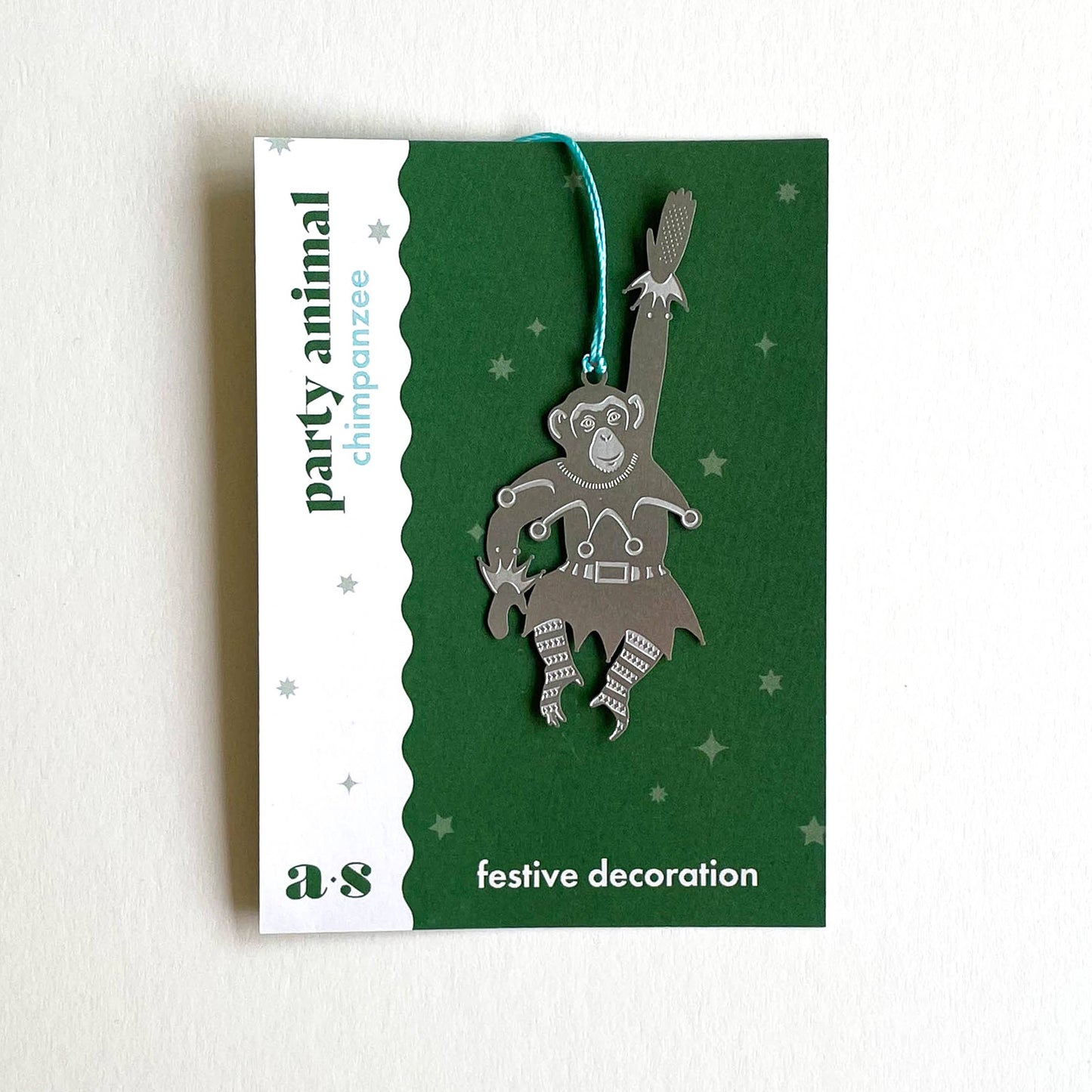Another Studio - Chimpanzee Christmas holiday hanging ornament