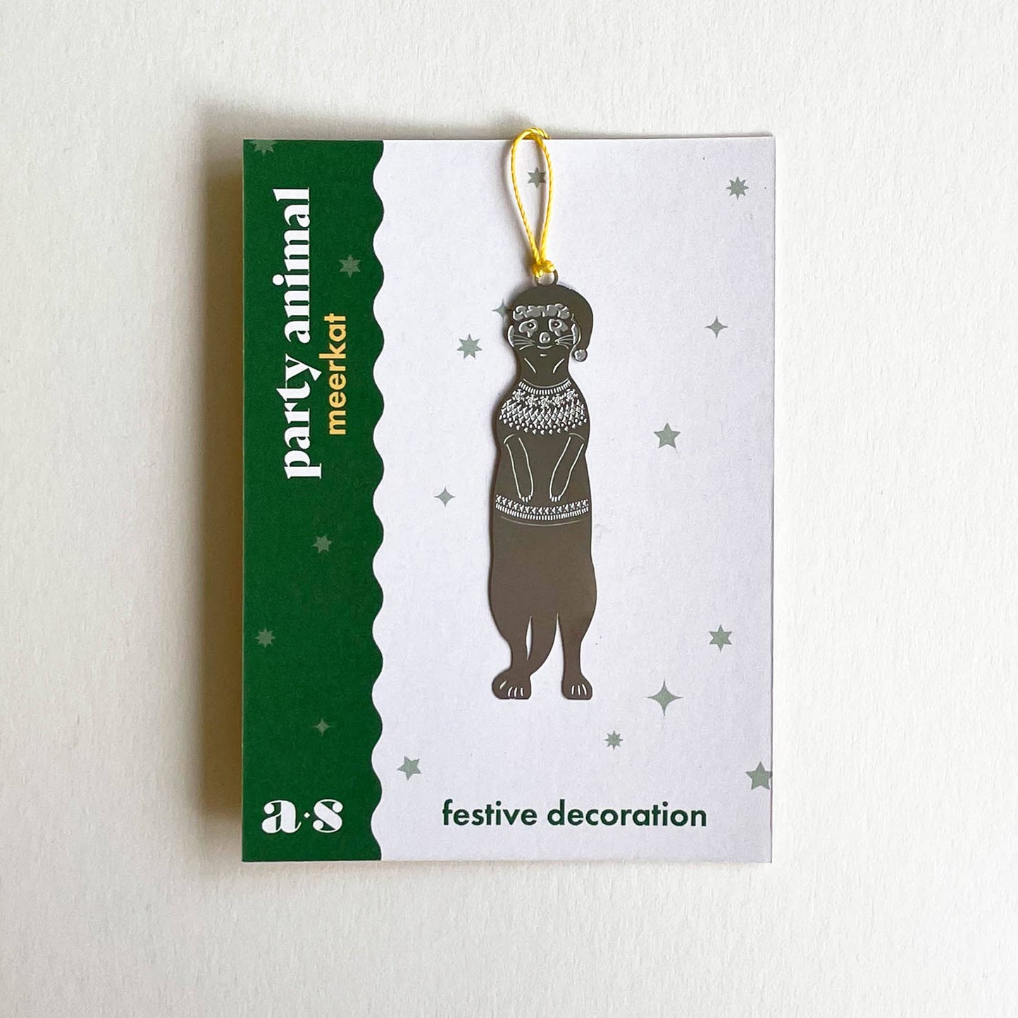 Another Studio - Meerkat Christmas jumper, holiday hanging ornament