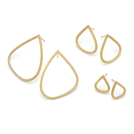 Leoma Drew - Frosted 9ct yellow gold Single Wing Studs Jewellery Heart Gallery
