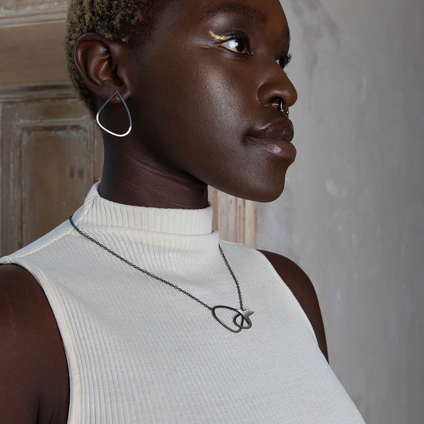 Leoma Drew - Two Tone Silver Wing Pendant with birds Jewellery