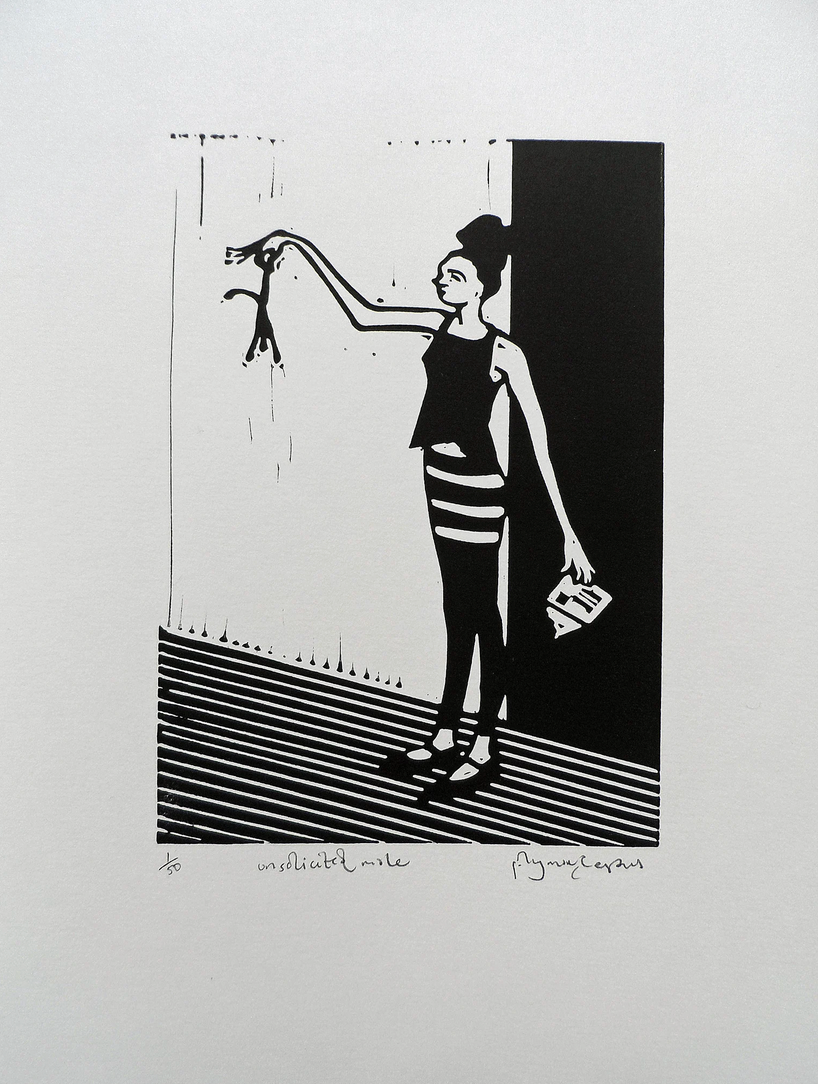Polly Marix-Evans - Unsolicited Male - Original Linocut
