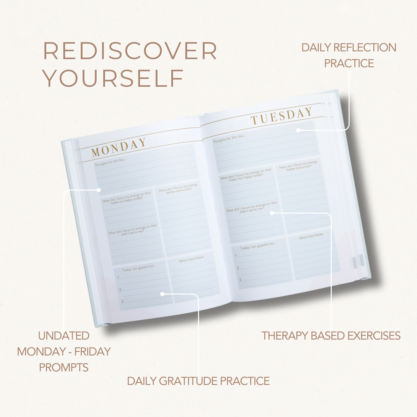 LSW pale blue mind journal to rediscover yourself with daily gratitude practice