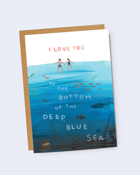 I Love You Deep Blue Sea Swimmers - Love Card by Jade Fisher