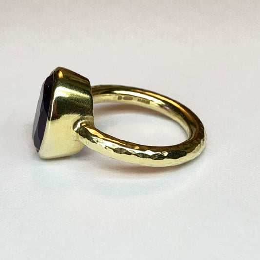 Amanda Cox 18ct gold vermeil amethyst ring side view Heart Gallery Hebden Bridge