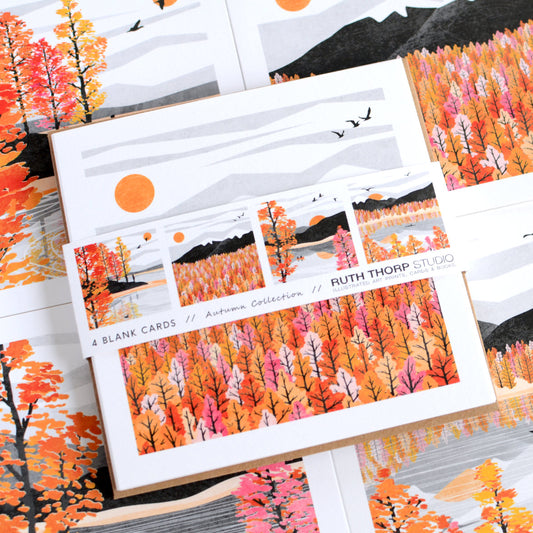 Ruth thorp Autumn pack of 4 cards artwork