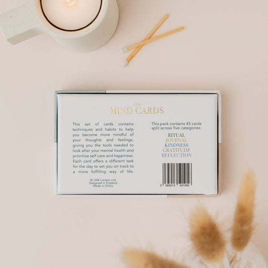Card set packaging with text on a light background