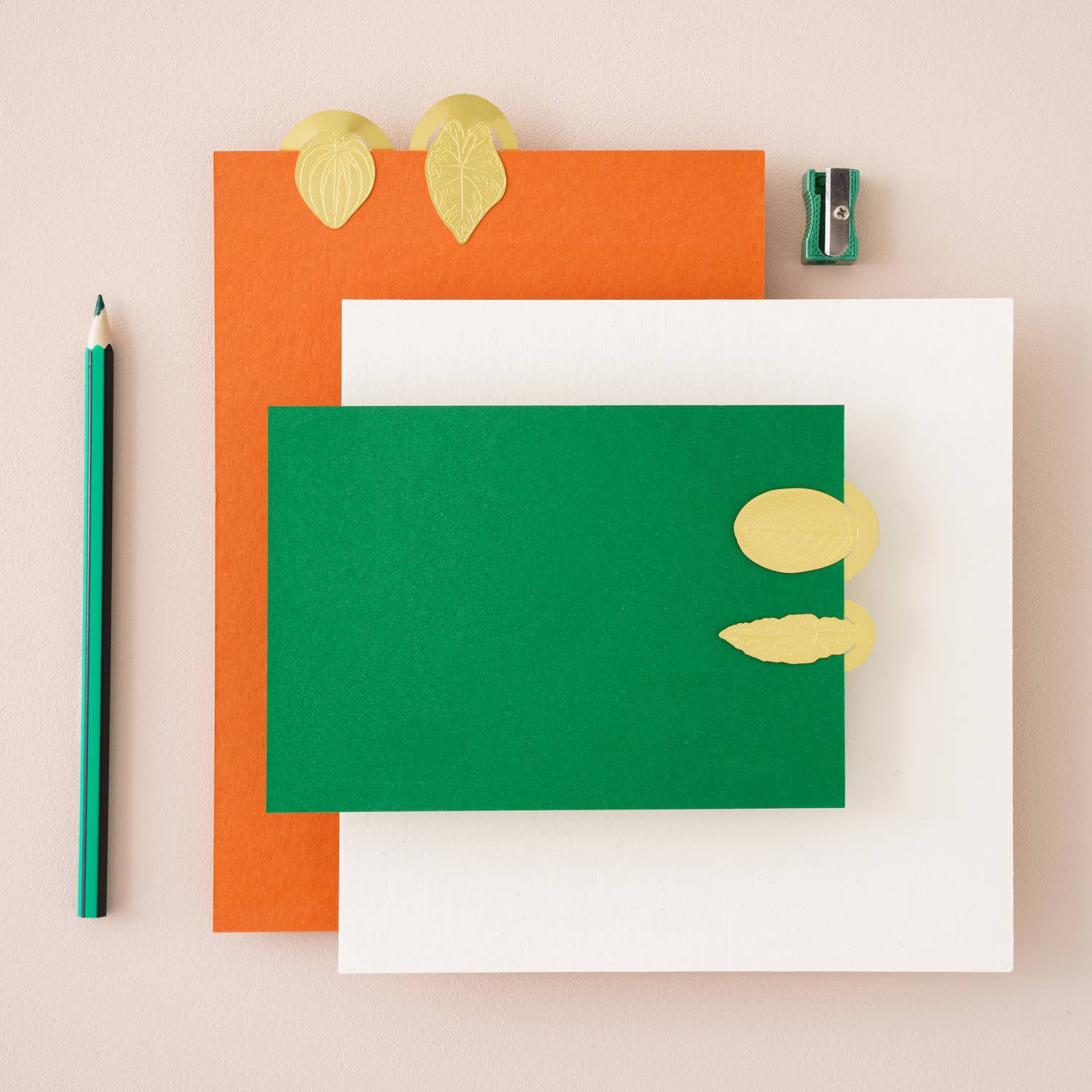 Brass leaf page markers styled by Another Studio for Heart Gallery