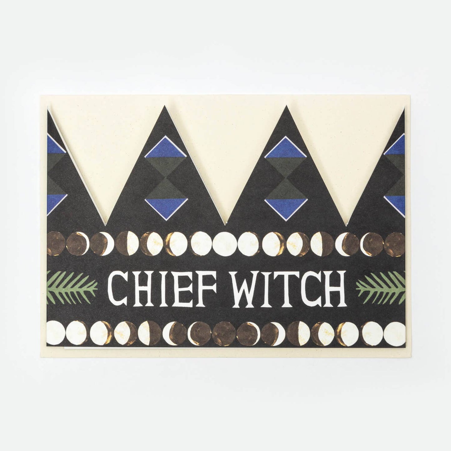Card with a crown design and 'Chief Witch' text on a white background