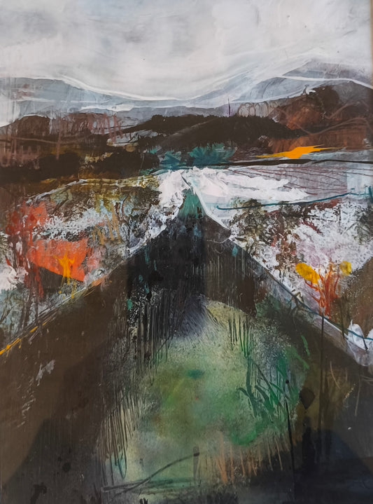 Dark Lane Slack original painting by Louise Teal for Heart Gallery. Portrait of a Northern Town 