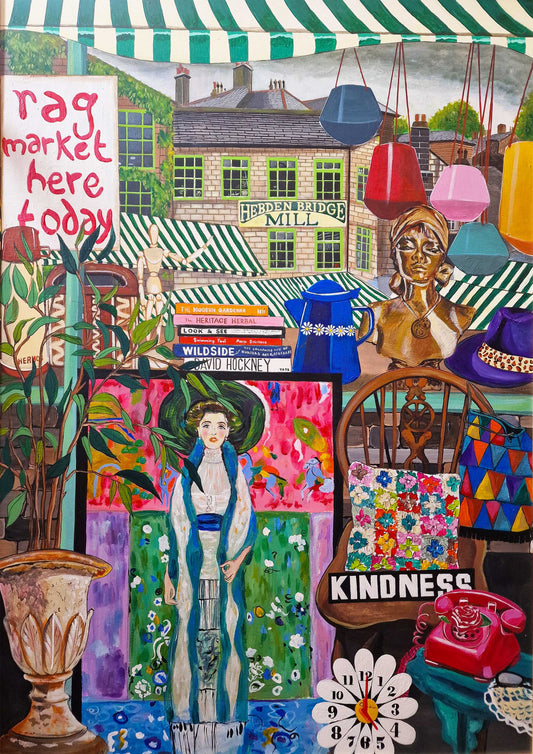 Donna Flowers-Dorning -  Rag Market - A4 print artwork