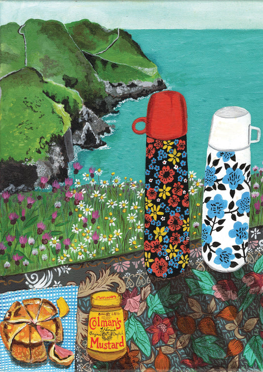 Donna Flowers-Dorning -  Two Vintage Flasks - A4 print artwork