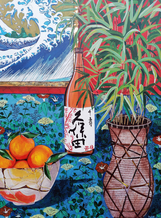 Donna Flowers-Dorning -  Wave and Saki - A4 print artwork