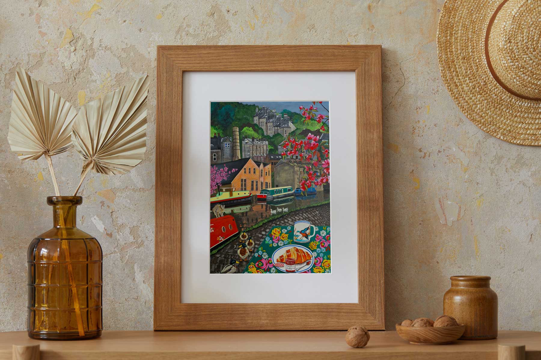 Framed Breakfast on the Canal A4 print by Donna Flowers Dorning for Heart Gallery