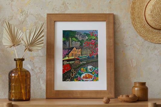 Framed Breakfast on the Canal A4 print by Donna Flowers Dorning for Heart Gallery