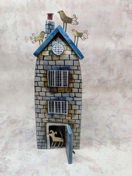 Frances Noon house blue roof handmsde for Heart Gallery