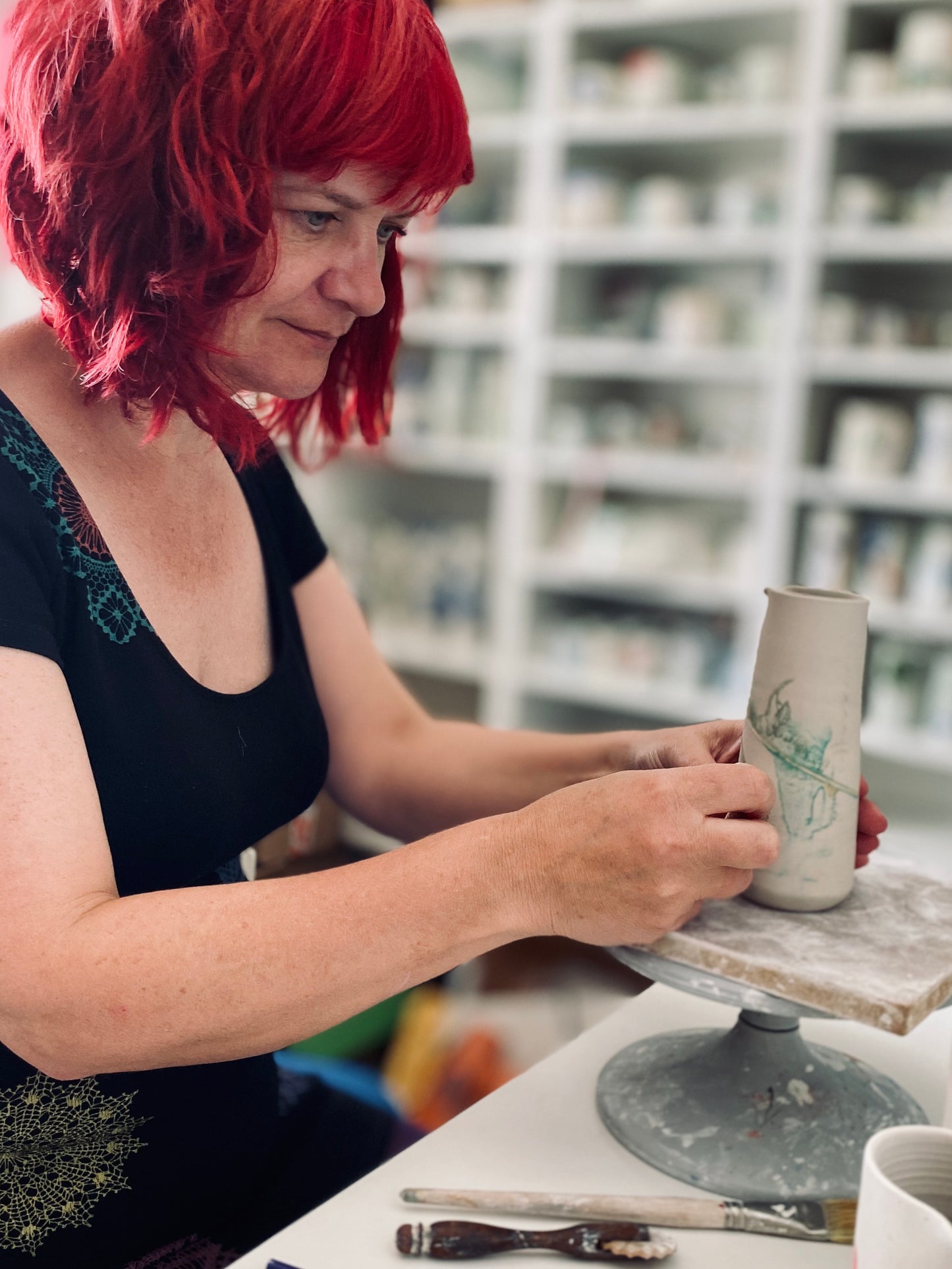 Helen Harrison in her studio