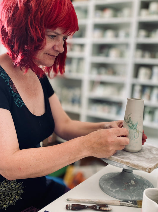 Helen Harrison in her studio