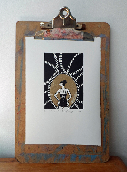 Polly Marix-Evans - I Choose My Own Hoops To Jump Through - Original Linocut