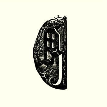 Decorative black letter 'J' on a white background, Kate Lycett,wood engraving,Hebden Bridge, A-Z,Jumble Hole,print