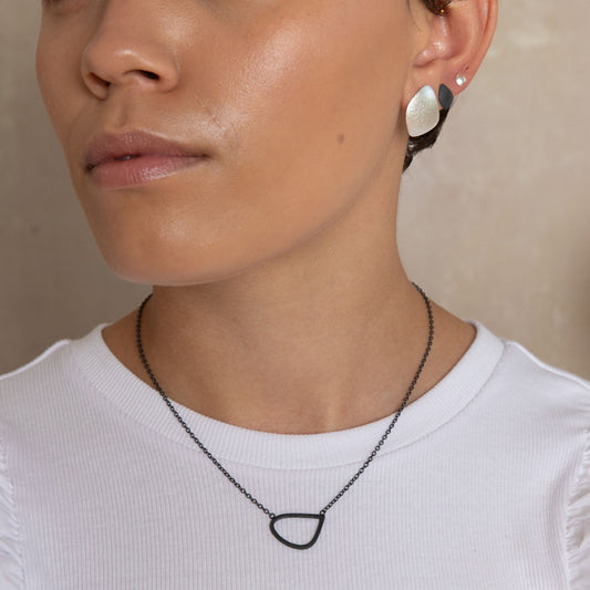 Leoma Drew - Frosted Oxidised Silver Single Wing Pendant Jewellery