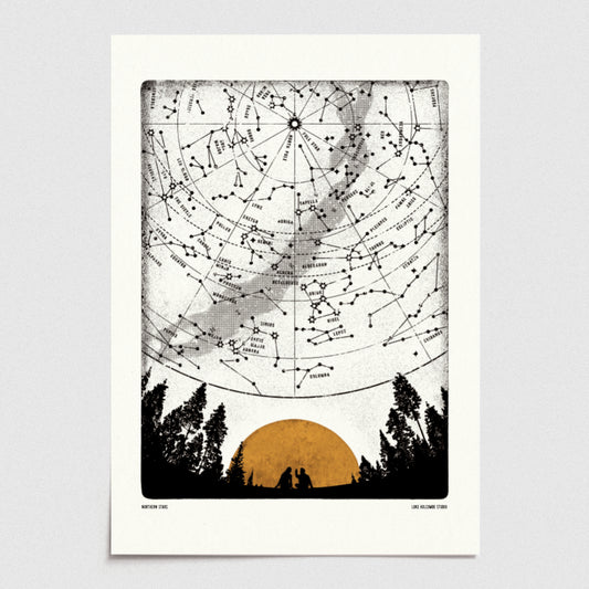 Luke Holcombe - Wilderness Collection - Northern Stars artwork A4 print heart Gallery