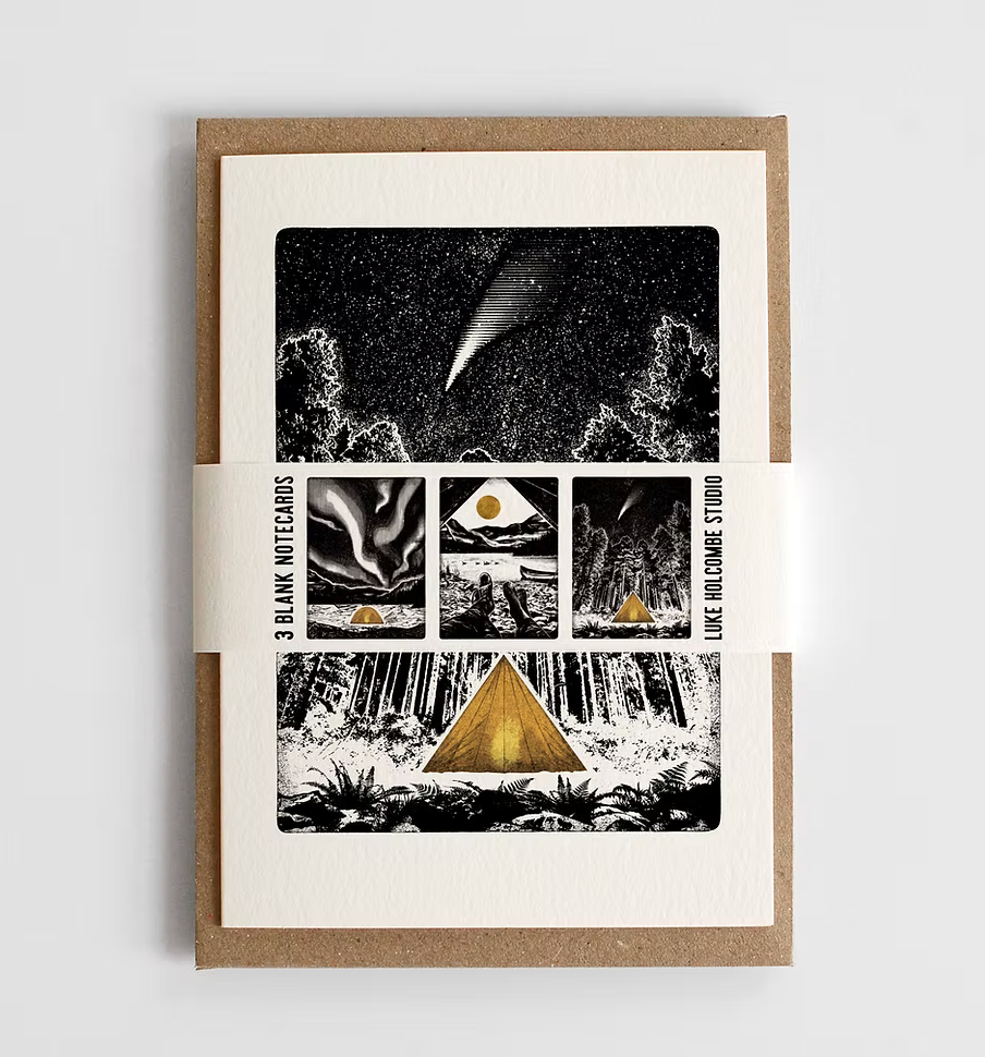 Set of 3 cards by Luke Holcombe from his Camping collection